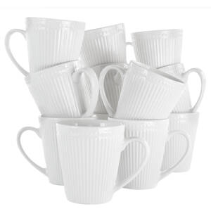 Elama EL-MADELINE12PC Madeline 12 Piece Porcelain Mug Set In White