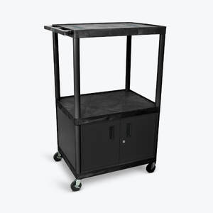 Luxor LE54C-B Black Endura 3 Shelf Av Cart W Cabinet