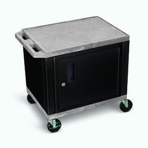 Luxor WT26GYC2E-B Tuffy Gray 2 Shelf Av Cart W Black Cabinet  Electric