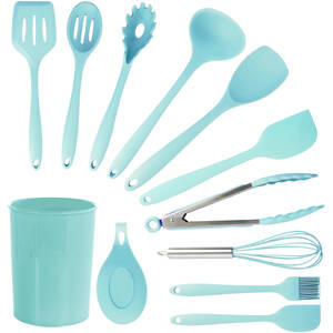 Megachef MGSP-814 Light Teal Silicone Cooking Utensils, Set Of 12