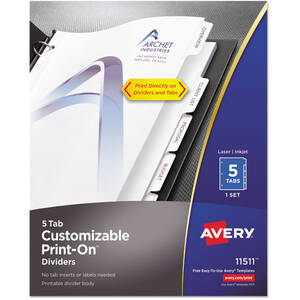 Avery AVE 11516 Averyreg; Unpunched Print-on Dividers - 25 X Divider(s