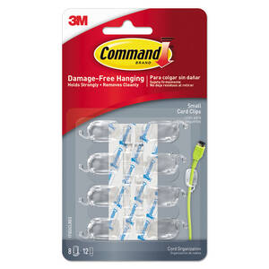 3m MMM 17017CLRES Command Round Cord Clips With Clear Strips - Clear -