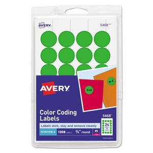 Avery AVE 05468 Averyreg; Removable Color-coding Labels - 34 Diameter 