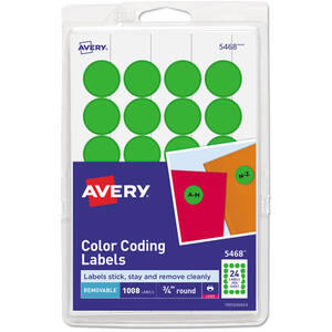 Avery AVE 05469 Averyreg; Color-coding Labels - 34 Diameter - Round - 