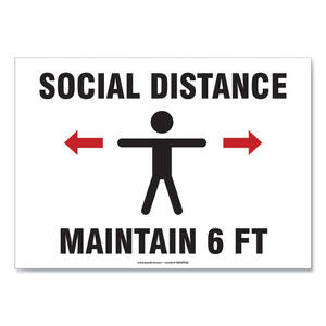Accuform MGNG903VPESP Sign,social Distance 10x7