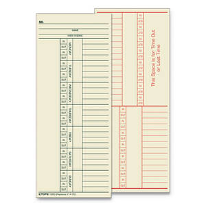 Tops TOP 1256 Tops Regularovertime Weekly Time Cards - 3.50 X 9 Sheet 