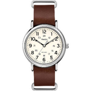 Timex T2P495JV Weekender 40 Slip Thru Leather Strap Watch - Brown