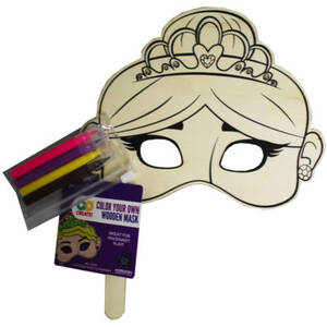 Bulk CS161 Horizon Diy Princess Wood Mask With Colored Markers