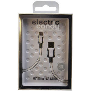 Bulk EN853 Electric Candy 3 Ft Micro Usb Cable In Silver And White