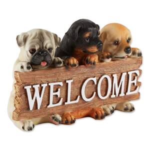 Accent 10017870 Cute Puppies Welcome Plaque