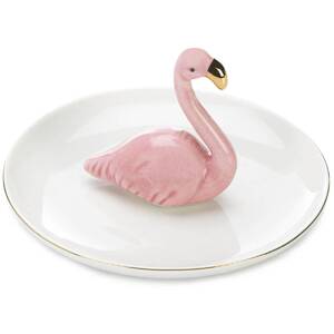 Accent 10018908 Porcelain Pink Flamingo Jewelry Dish