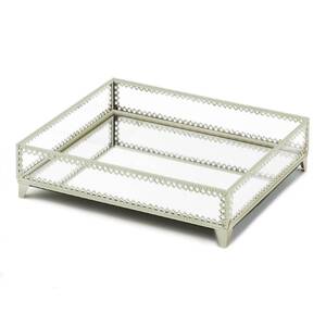 Accent CAMZ37619S Silver Jewelry Tray With Mirrored Base