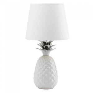 Accent 10018581 White Pineapple Lamp With Silver Leaves