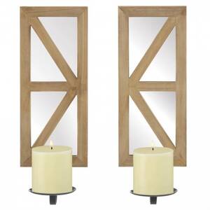 Accent 10018921 Mirrored Candle Sconce Set With Wood Frames
