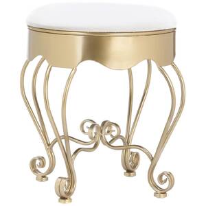Accent 10018893 Cushioned Vanity Stool With Scrolled Gold Frame
