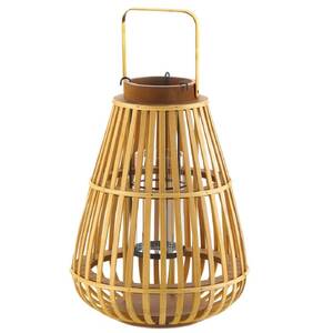 Accent 10018938 Slat Wood Candle Lantern - 14 Inches