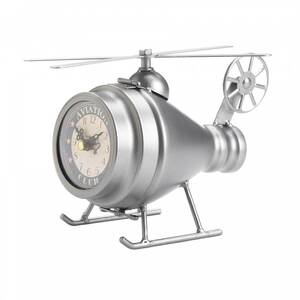 Accent 10019033 Vintage-look Desk Clock - Silver Helicopter