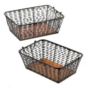 Accent 10019108 Set Of 2 Iron Baskets With Wood Base