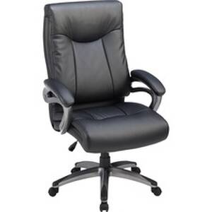 Lorell LLR 69516 High Back Executive Chair - Black Leather Seat - 5-st