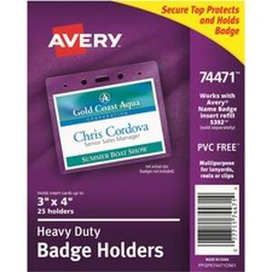 Avery AVE 74471 Averyreg; Heavy-duty Secure Top Clear Badge Holders - 