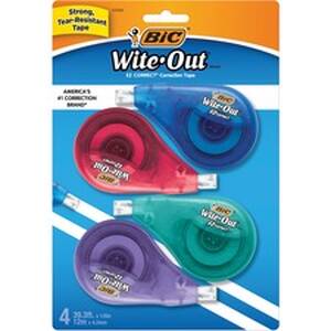 Bic BIC WOTAPP418 Wite-out Ez Correct Correction Tape - White Tape - 4