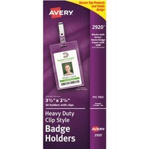Avery AVE 2920 Averyreg; Heavy-duty Secure Top Clip-style Badge Holder