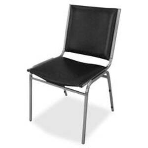 Lorell LLR 62502 Padded Armless Stacking Chairs - Black Vinyl Seat - V