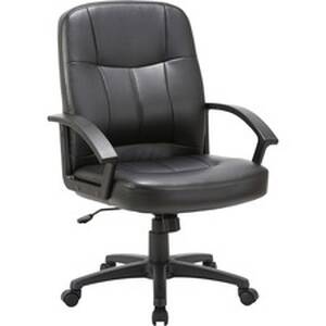 Lorell LLR 60121 Chadwick Managerial Leather Mid-back Chair - Black Le