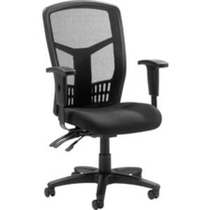 Lorell LLR 86200 Executive High-back Mesh Chair - Black Fabric Seat - 