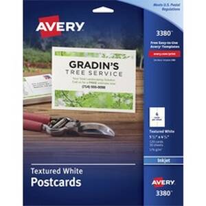 Avery AVE 03380 Averyreg; Inkjet Postcard - White - 90 Brightness - 4 