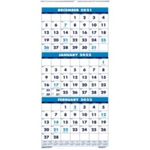 House HOD 3640 Three-month Vertical Wall Calendar - Monthly - 1.2 Year