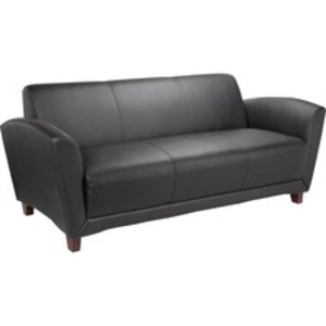 Lorell LLR 68950 Reception Collection Black Leather Sofa - 75 X 34.5 X