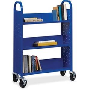 Lorell LLR 99934 Single-sided Steel Book Cart - 3 Shelf - Round Handle