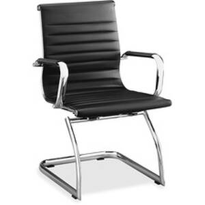 Lorell LLR 59539 Modern Chair Mid-back Leather Guest Chairs - Leather 