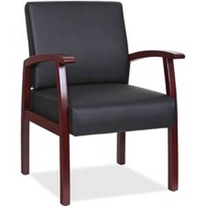 Lorell LLR 68556 Black Leatherwood Frame Guest Chair - Mahogany Wood F