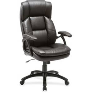 Lorell LLR 59535 Black Base High-back Leather Chair - Bonded Leather S