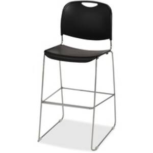Lorell LLR 42947 Bistro Stack Chair - Black Plastic Seat - Black Plast