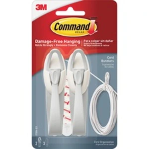3m MMM 17304ES Command Cord Bundlers - White - 2 Pack