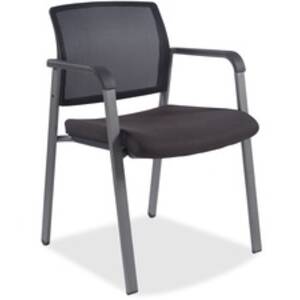 Lorell LLR 30956 Guest Chair - Black Fabric, Plastic Seat - Black Back
