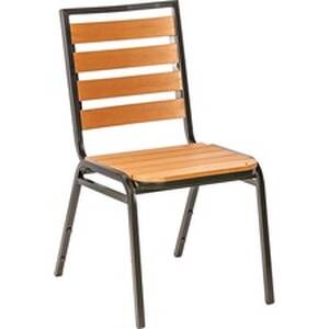 Lorell LLR 42685 Teak Outdoor Chair - Teak Faux Wood Seat - Teak Faux 
