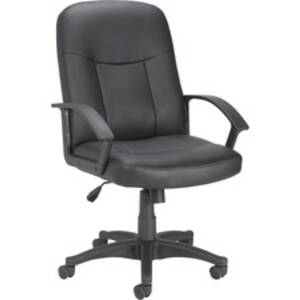 Lorell LLR 84869 Leather Managerial Mid-back Chair - Black Frame - 5-s