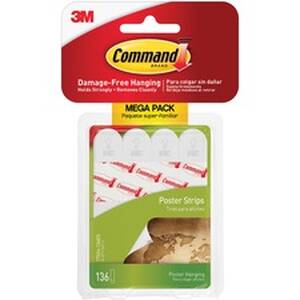 3m MMM 17024136ES Command Poster Strips - 1.81 Length X 0.63 Width - 1