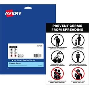Avery AVE 83174 Averyreg; Surface Safe Prevent Germs Wall Decals - 5  