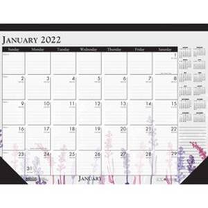 House VLF628-B1 Wild Flower Monthly Desk Pad - Julian Dates - Monthly 