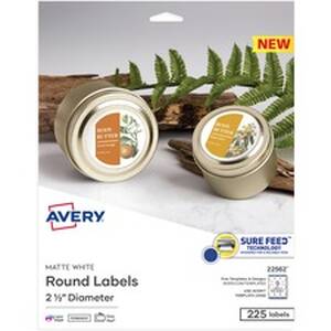 Avery AVE 22562 Averyreg; Matte White Sure Feed Labels - 2 2164 Diamet