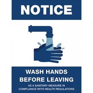 Lorell LLR 00256 Notice Wash Hands Before Leaving Sign - 1 Each - Noti