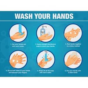 Lorell LLR 00255 Wash Your Hands 6 Steps Sign - 1 Each - Wash Your Han