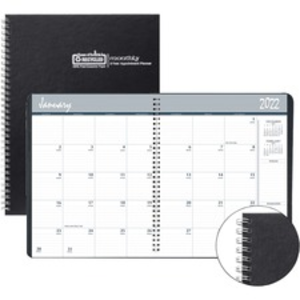 House HOD 262092 Monthly Calendar Planner 2 Year Black Hard Cover 8-12
