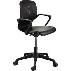 Safco SAF 7013BL Safco Shell Desk Chair - Black Vinyl Plastic Seat - B