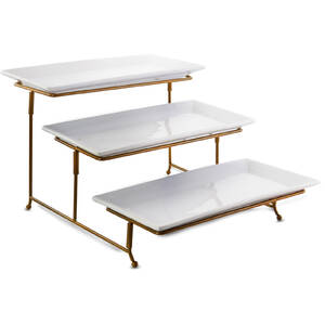 Gibson 107356.04 Elite Gracious Dining 3 Tiered Rectangle Porcelain Pl